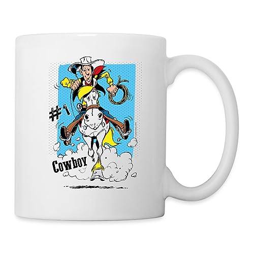 Spreadshirt Lucky Luke Cowboy mit Pferd Jolly Jumper Tasse, One size, weiß von Spreadshirt