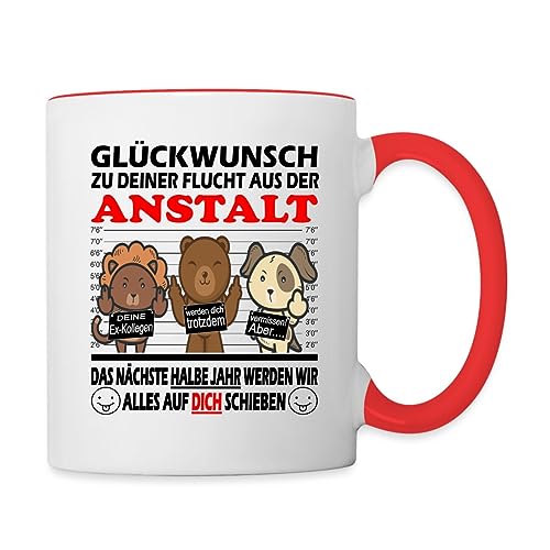 Spreadshirt Lustiges Abschiedsgeschenk Kollege Jobwechsel Anstalt Tasse Zweifarbig, One size, Weiß/Rot von Spreadshirt