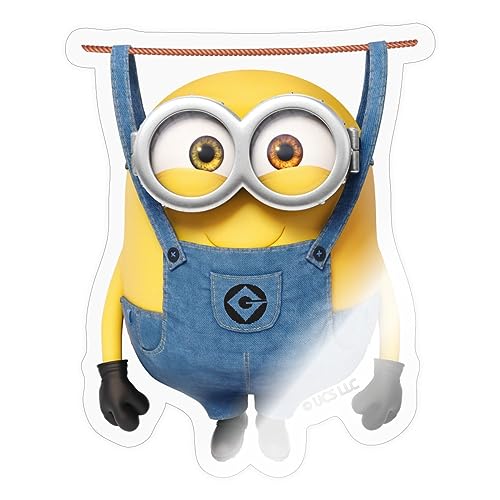 Spreadshirt Minions Bob An Der Wäscheleine Sticker, 10 x 10 cm, Transparent glänzend von Spreadshirt