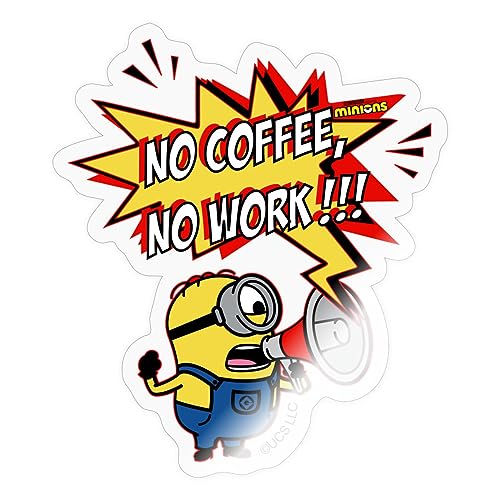Spreadshirt Minions No Coffee No Work!!! Geschenkidee Kollegen Sticker, 10 x 10 cm, Transparent glänzend von Spreadshirt