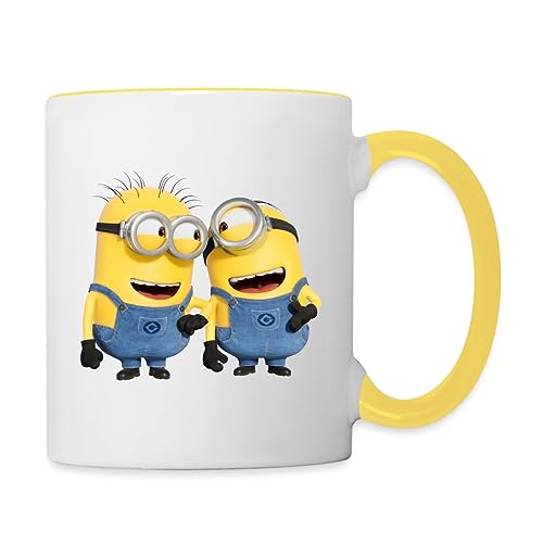 Spreadshirt Minions Phil Und Stuart Lustig Tasse Zweifarbig, One size, Weiß/Gelb von Spreadshirt