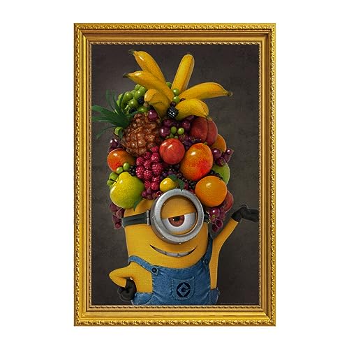 Spreadshirt Minions Stuart Gemälde Mit Obst Poster 20x30 cm, One size, weiß von Spreadshirt