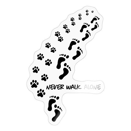 Spreadshirt Never Walk Alone Hund Mensch Sticker, 10 x 10 cm, Transparent glänzend von Spreadshirt