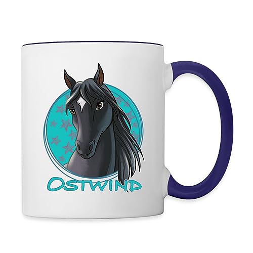 Spreadshirt Ostwind Pferd Porträt Tasse Zweifarbig, One size, Weiß/Kobaltblau von Spreadshirt