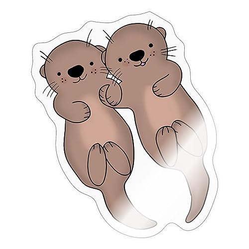 Spreadshirt Otter Halten Händchen Geschenk Sticker, 10 x 10 cm, Transparent glänzend von Spreadshirt