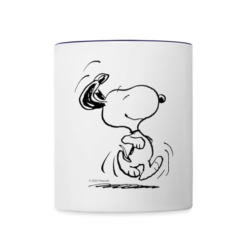 Spreadshirt Peanuts Snoopy Freut Sich Tasse Zweifarbig, One size, Weiß/Kobaltblau von Spreadshirt