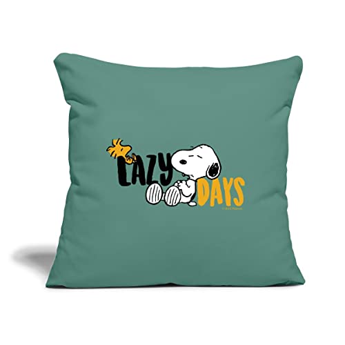 Spreadshirt Peanuts Snoopy Lazy Days Chillen Kissen mit Füllung 45 x 45 cm, One Size, Tanngrün von Spreadshirt