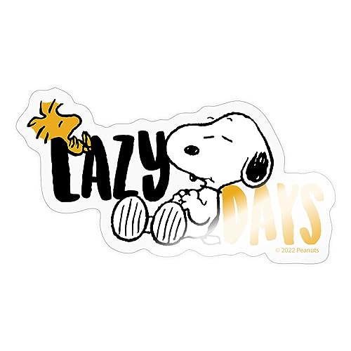 Spreadshirt Peanuts Snoopy Lazy Days Chillen Sticker, 10 x 10 cm, Transparent glänzend von Spreadshirt