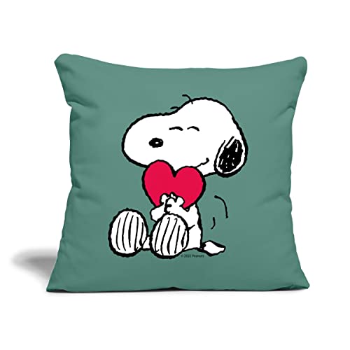 Spreadshirt Peanuts Snoopy Liebe Herz Love Herzchen Kissen mit Füllung 45 x 45 cm, One Size, Tanngrün von Spreadshirt