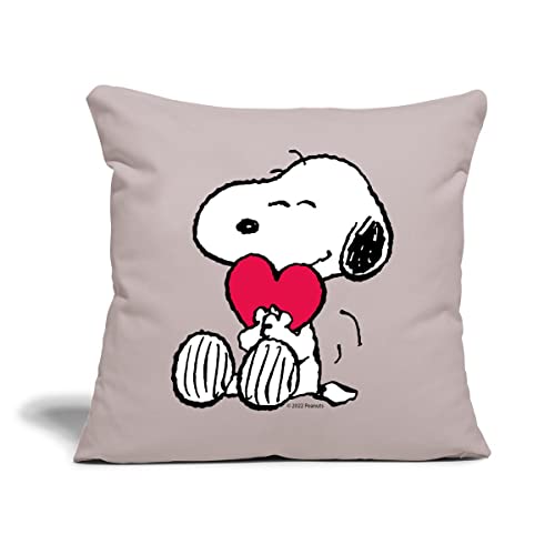 Spreadshirt Peanuts Snoopy Liebe Herz Love Herzchen Kissen mit Füllung 45 x 45 cm, One Size, helles Taupe von Spreadshirt