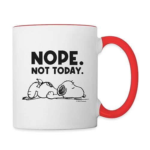 Spreadshirt Peanuts Snoopy Nope Not Today Bürohumor Tasse Zweifarbig, One size, Weiß/Rot von Spreadshirt