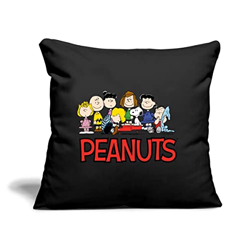 Spreadshirt Peanuts Snoopy Und Seine Freunde Logo Kissen mit Füllung 45 x 45 cm, One Size, Schwarz von Spreadshirt