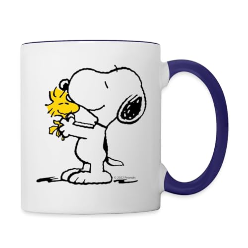 Spreadshirt Peanuts Snoopy Und Woodstock Beste Freunde Tasse Zweifarbig, One size, Weiß/Kobaltblau von Spreadshirt