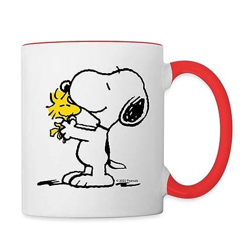 Spreadshirt Peanuts Snoopy Und Woodstock Beste Freunde Tasse Zweifarbig, One size, Weiß/Rot von Spreadshirt
