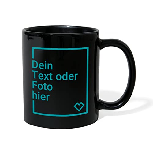 Spreadshirt Personalisierbare Tasse Selbst Gestalten mit Foto und Text Wunschmotiv Tasse Einfarbig, One size, Schwarz von Spreadshirt