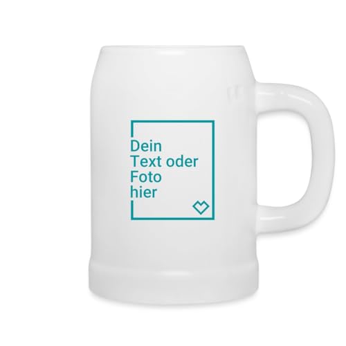 Spreadshirt Personalisierbarer Bierkrug Selbst Gestalten Mit Foto Und Text Wunschmotiv Bierkrug, One size, weiß von Spreadshirt