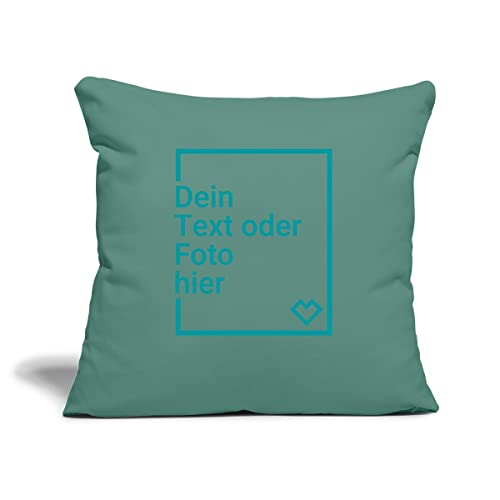 Spreadshirt Personalisierbarer Kissenbezug Selbst Gestalten mit Foto und Text Wunschmotiv Kissenbezug 45 x 45 cm, One Size, Tanngrün von Spreadshirt