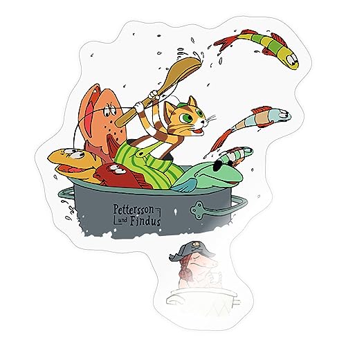 Spreadshirt Pettersson Und Findus Im Topf Mit Fischen Sticker, 10 x 10 cm, Transparent glänzend von Spreadshirt