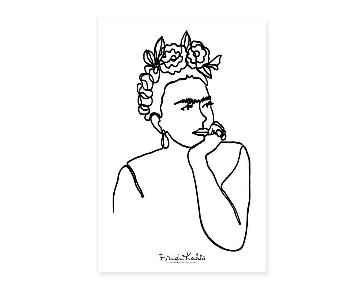 Spreadshirt Poster Frida Kahlo Zeichnung Schwarz Poster 60x90 cm von Spreadshirt