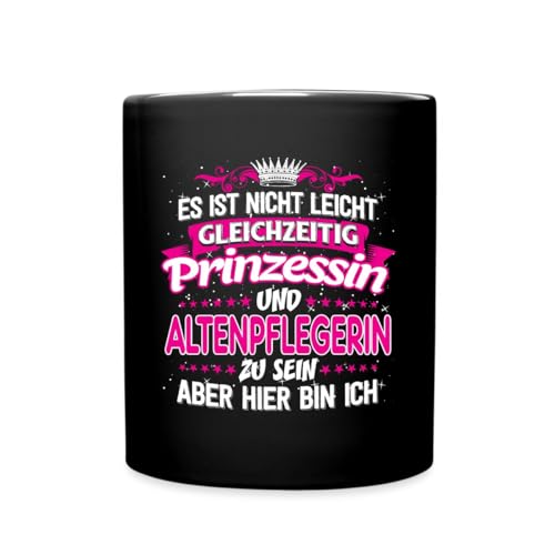 Prinzessin Und Altenpflegerin Spruch Tasse einfarbig, Schwarz von Spreadshirt