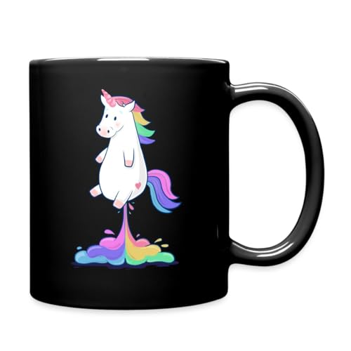 Spreadshirt Pupsendes Regenbogen Einhorn Unicorn Witzig Tasse Einfarbig, One size, Schwarz von Spreadshirt