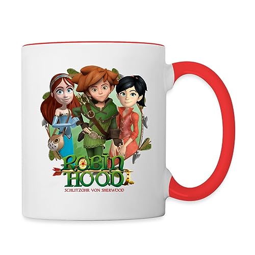 Spreadshirt Robin Hood Marian Und Scarlett Gruppenbild Tasse Zweifarbig, One size, Weiß/Rot von Spreadshirt