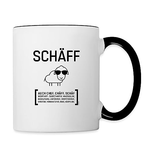 Spreadshirt SCHÄFF Geschenkidee Für Chef Vorgesetzter Teamchef Tasse Zweifarbig, One size, Weiß/Schwarz von Spreadshirt