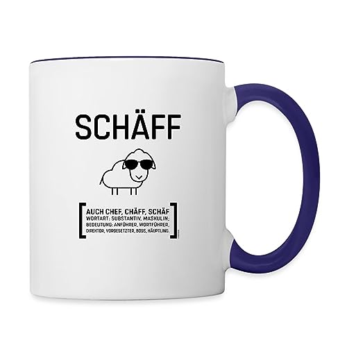 Spreadshirt SCHÄFF Geschenkidee Für Chef Vorgesetzter Teamchef Tasse Zweifarbig, One size, Weiß/Kobaltblau von Spreadshirt