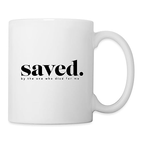 Spreadshirt Saved By Jesus Gott Religion Christus Christ Tasse, One size, weiß von Spreadshirt