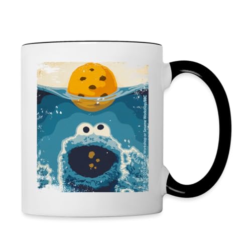 Spreadshirt Sesamstraße Krümelmonster Hai Humor Witzig Tasse Zweifarbig, One size, Weiß/Schwarz von Spreadshirt