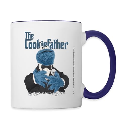 Spreadshirt Sesamstraße The Cookiefather Krümelmonster Tasse Zweifarbig, One size, Weiß/Kobaltblau von Spreadshirt