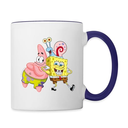 Spreadshirt SpongeBob Schwammkopf Mit Patrick & Gary Tasse Zweifarbig, One size, Weiß/Kobaltblau von Spreadshirt