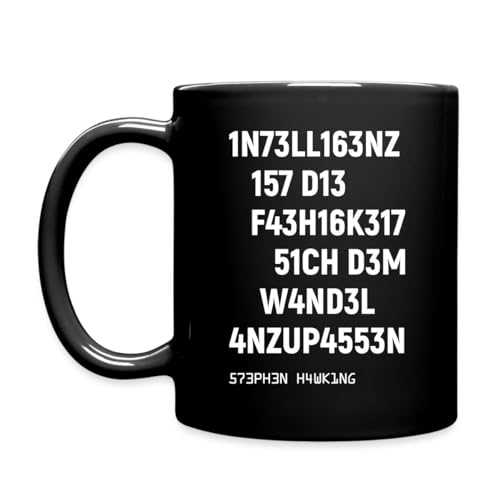 Spreadshirt Stephen Hawking Zitat Intelligenz Leet Tasse Einfarbig, One size, Schwarz von Spreadshirt