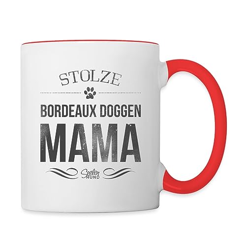 Spreadshirt Stolze Bordeaux Doggen Mama Hund Tasse Zweifarbig, One size, Weiß/Rot von Spreadshirt