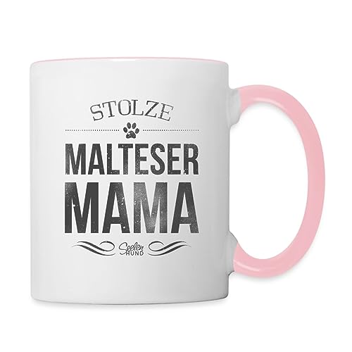 Spreadshirt Stolze Malteser Mama Hund Maltesermama Tasse Zweifarbig, One size, Weiß/Pink von Spreadshirt