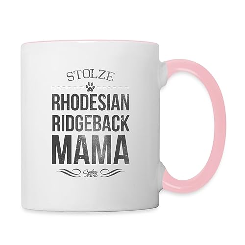Spreadshirt Stolze Rhodesian Ridgeback Mama Frauchen Tasse Zweifarbig, One size, Weiß/Pink von Spreadshirt