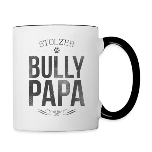 Spreadshirt Stolzer Bully Papa Bulldogge Herrchen Tasse Zweifarbig, One size, Weiß/Schwarz von Spreadshirt