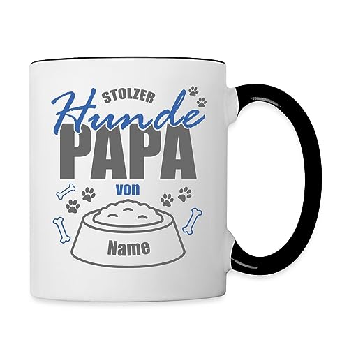 Spreadshirt Stolzer Hundepapa Personalisierbar Mit Hundename Geschenk Herrchen Tasse Zweifarbig, One size, Weiß/Schwarz von Spreadshirt