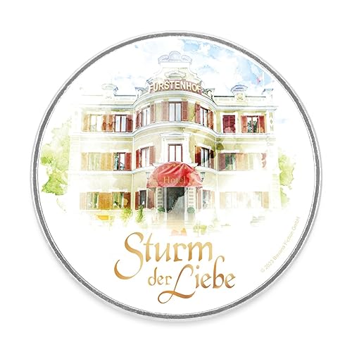 Spreadshirt Sturm Der Liebe Logo Hotel Fürstenhof Aquarell Kühlschrankmagnet Rund, One Size, weiß von Spreadshirt