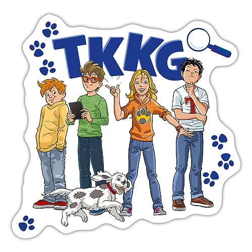 Spreadshirt TKKG Junior Logo Mit Der Bande Und Pfoten Sticker, 10 x 10 cm, Mattweiß von Spreadshirt