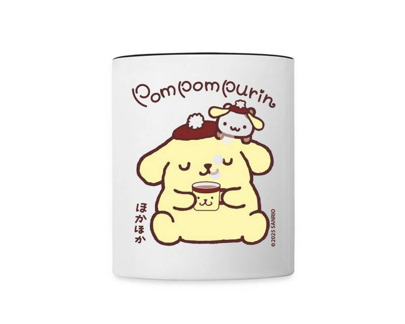 Spreadshirt Tasse Pompompurin Trinkt Kaffee Mit Muffin Tasse Zweifarbig, Keramik von Spreadshirt