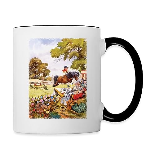 Spreadshirt Thelwell Pferd Beim Springreiten Turnier Tasse Zweifarbig, One size, Weiß/Schwarz von Spreadshirt