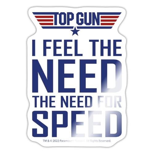 Spreadshirt Top Gun I Feel The Need For Speed Cooler Spruch Sticker, max. 10 x 10 cm, 10 x 10 cm, Weiß glänzend von Spreadshirt