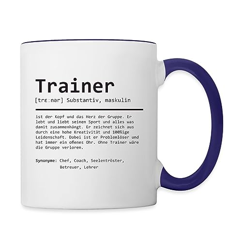 Spreadshirt Trainer | Definition | Grammatik Tasse Zweifarbig, One size, Weiß/Kobaltblau von Spreadshirt