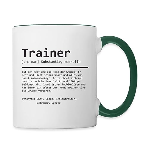 Spreadshirt Trainer | Definition | Grammatik Tasse Zweifarbig, One size, Weiß/Dunkelgrün von Spreadshirt