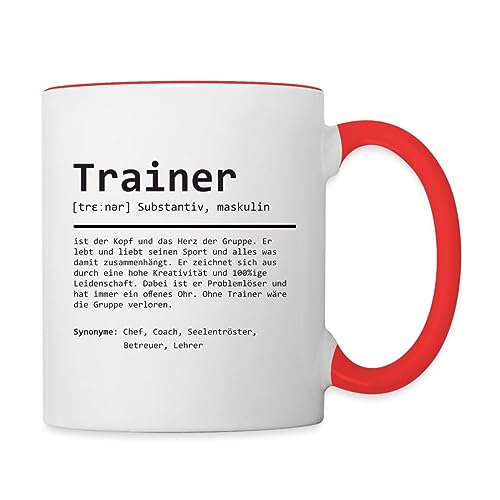 Spreadshirt Trainer | Definition | Grammatik Tasse Zweifarbig, One size, Weiß/Rot von Spreadshirt