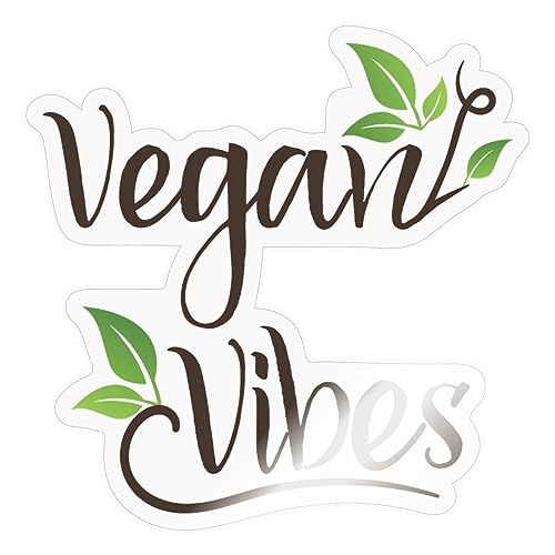 Spreadshirt Vegan Vibes Vegetarier Veganer Pflanzen Ernährung Sticker, 10 x 10 cm, Transparent glänzend von Spreadshirt