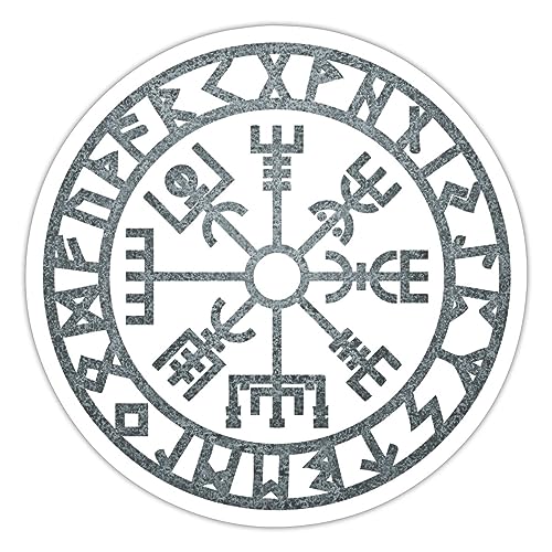 Spreadshirt Vegvisir Kompass Rune Wikinger Wegweiser Sticker, 10 x 10 cm, Mattweiß von Spreadshirt