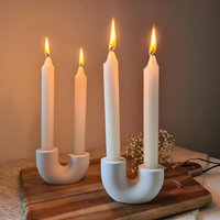 Raysin 2Er Set Kerzenhalter Für 2 Stabkerzen, Doppel - Kerzenständer U Form, Kerzenleuchter Zwei Kerzen, Deko Skandi Stil, Weiß von Spreefeder