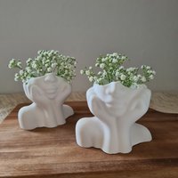 Raysin Blumentopf Mädchen 2Er Set, Kerzenhalter Für Teelicht, Schmuck Aufbewahrung Ringe & Ketten, Moderne Deko Skandi Stil, Weiß Raysin Blumentopf Mädchen 2Er Set, Kerzenhalter Für Teelicht, Schmuck Aufbewahrung Ringe & Ketten, Moderne Deko Skandi Stil, Weiß von Spreefeder